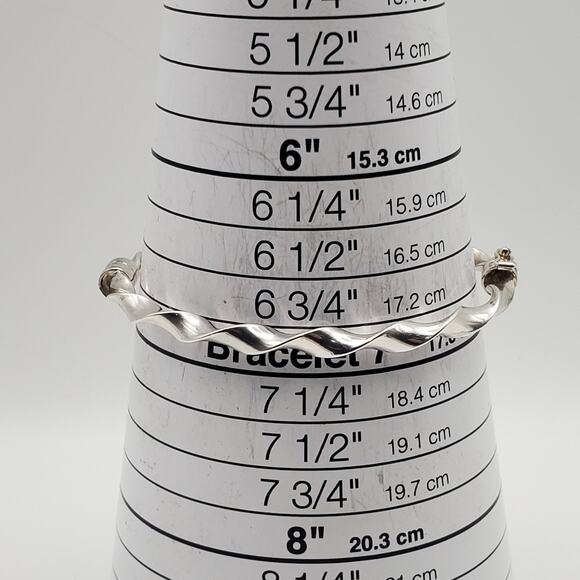 Dyadema 925 Sterling Silver Bangle Bracelet Hinged 6.75” Spiral Twist Oval Italy - Picture 6 of 7